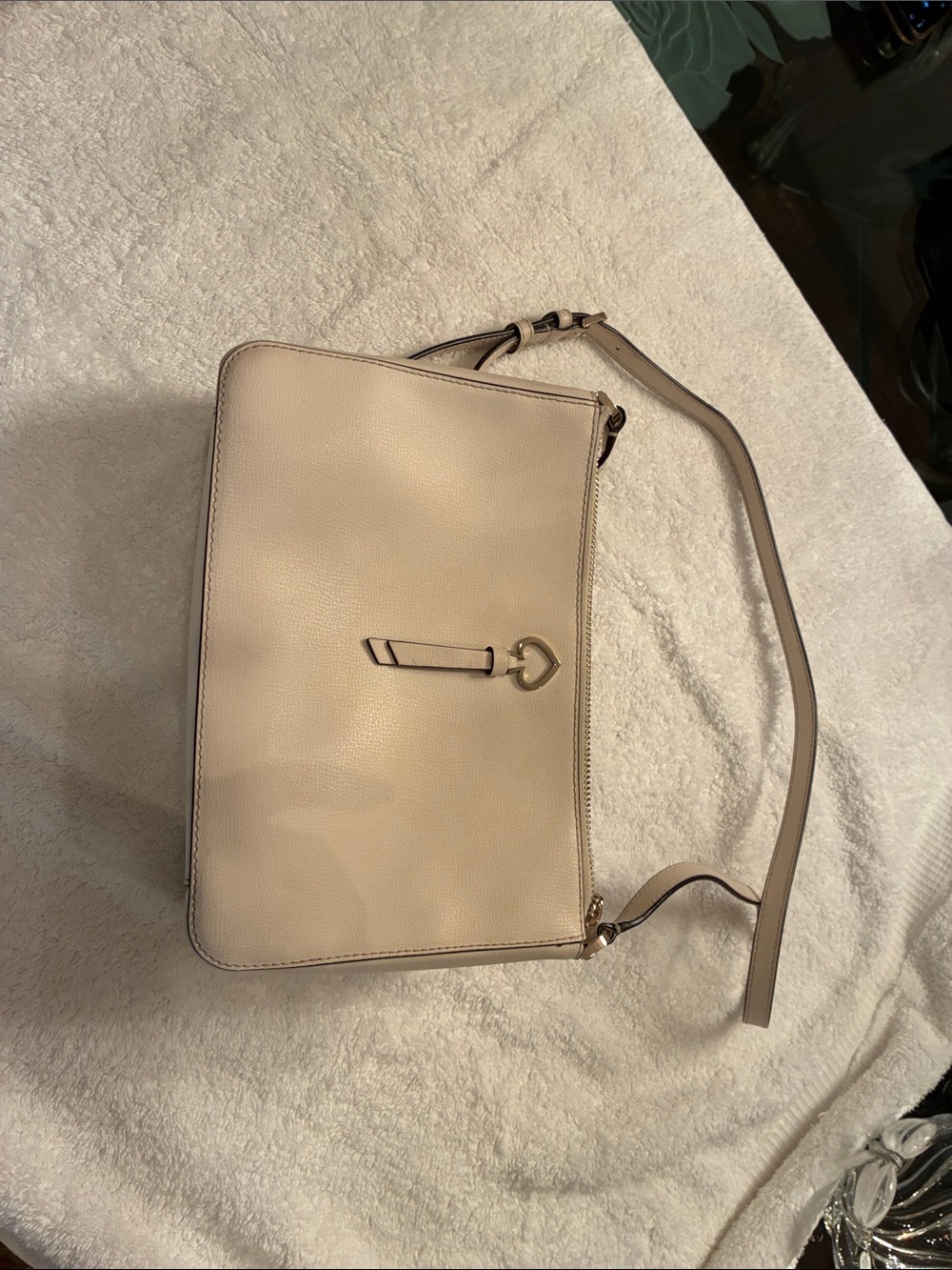 Structured Cream Crossbody Bag with Gold Accent